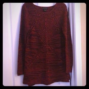 Design 365 Red/Black Tunic Length Sweater